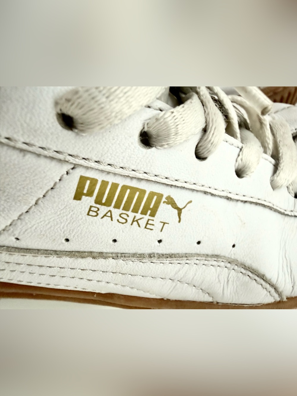 Puma White Leather Low-Top Sneaker with Brown Gum Platform - Picture 7 of 14